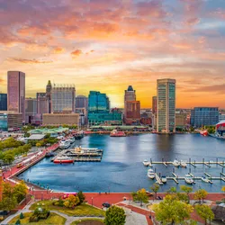  Aerial view of downtown Baltimore, Maryland, host city of ASMS 2025—capturing the setting where scientists gathered to unveil cutting-edge innovations in mass spectrometry and analytical science.