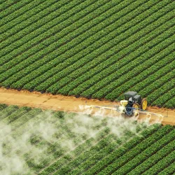 crop spraying in agricultural field