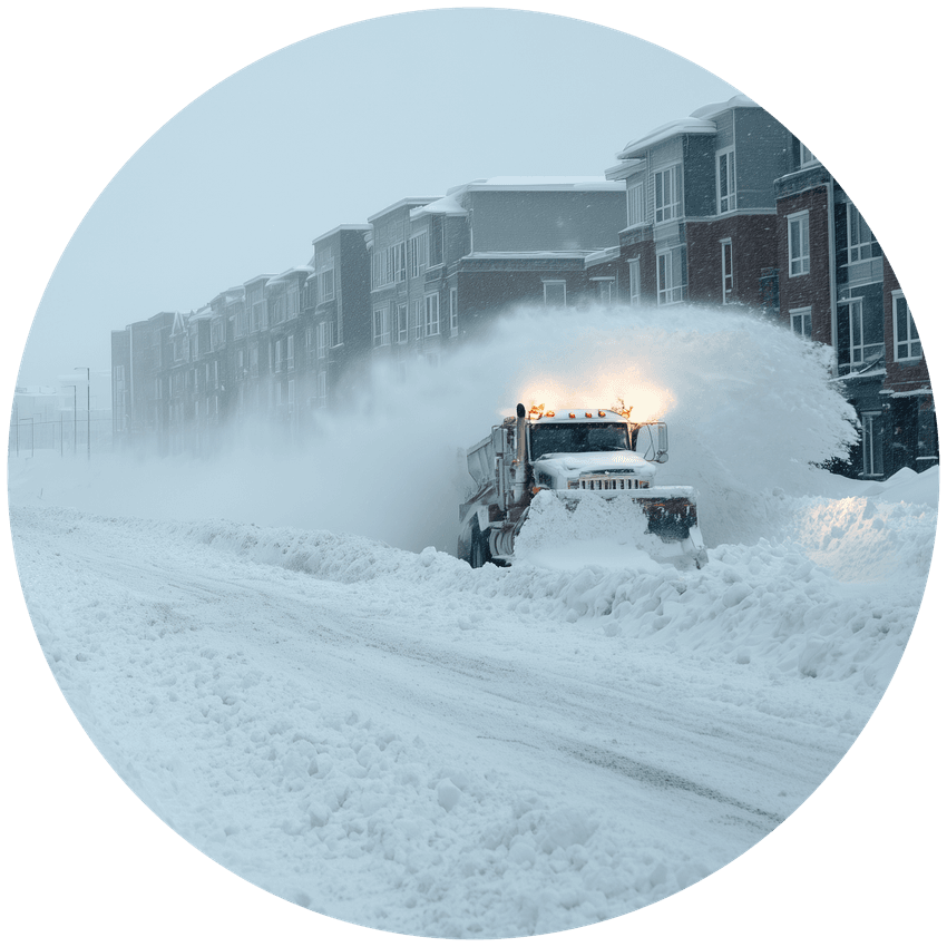 snow plough on street