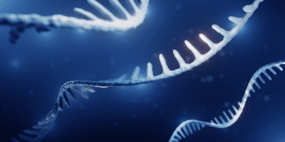 RNA strand on blue background