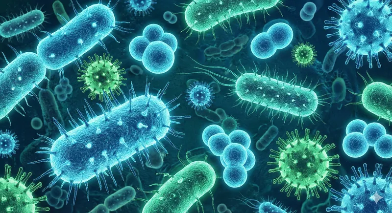 Visual representation of microbial detection in food testing.