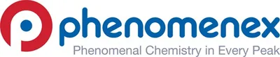 Phenomenex logo with tag line phenomenal chemistry in every peak