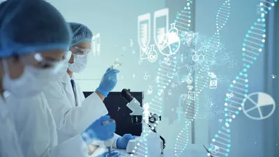 Researchers using advanced technology in AI-driven laboratory operations.
