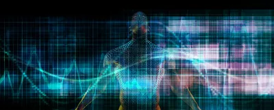 Abstract of human in computer technology concept