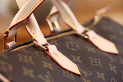 Detailed view of handbag components analyzed by XRF authentication analysis.
