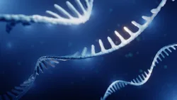 DNA strand on blue backgroun