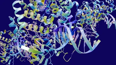 Colorful structure of proteins illustrating top-down proteomics.