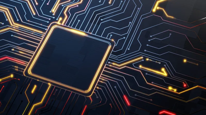Close-up of a semiconductor circuit board