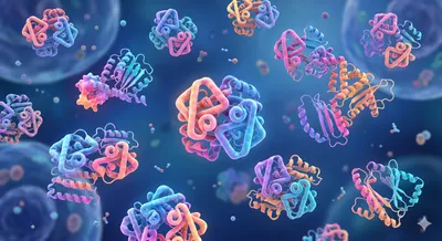 Illustration of diverse proteoforms in cellular environment, representing the utility of CZE-MS