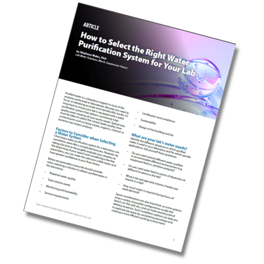 Understanding laboratory water quality needs and system design