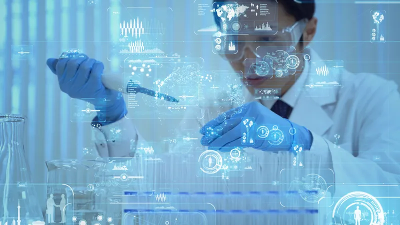 AI-driven analysis in a futuristic lab environment