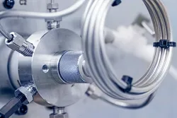 Close-up of a durable LC column connection hardware