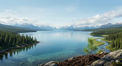 Scenic view of Canadian landscape with water and mountains