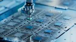 Close-up of semiconductor fabrication process in a cleanroom