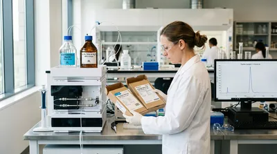Reversed-phase HPLC column selection and mobile phase for GLP-1 peptide analysis.