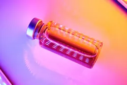 Reversed-phase bioseparation column under colorful lighting