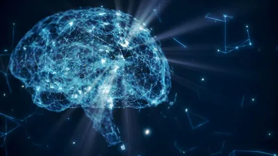 Digital representation of a brain highlighting neurodegeneration and Alzheimer's research