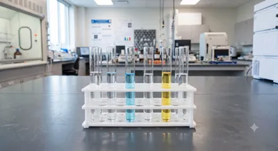Collection of test tubes demonstrating solvent separation methods.