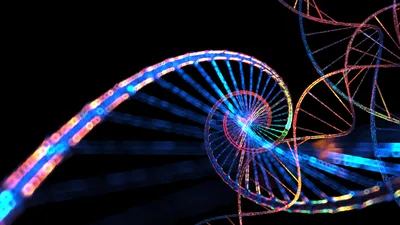 Stylized DNA spiral, relevant to slalom chromatography techniques