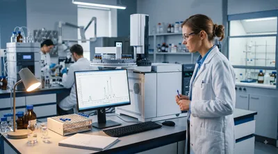 A clean, modern analytical chemistry laboratory scene