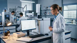 A clean, modern analytical chemistry laboratory scene