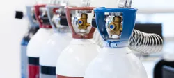 Gas cylinders in a row