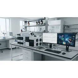 Liquid chromatography mass spectrometry instrument processing predictive biochemical data.