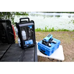 Portable Salvus PFAS solution modules for rapid environmental screening set up on a surface
