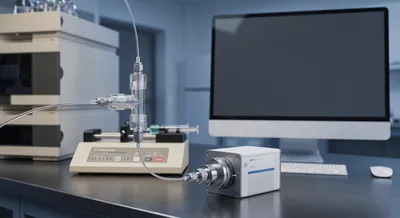 Laboratory equipment for matrix effect evaluation in HPLC.