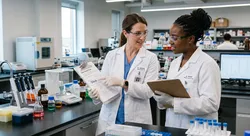 Researchers in lab focused on quality control and traceability