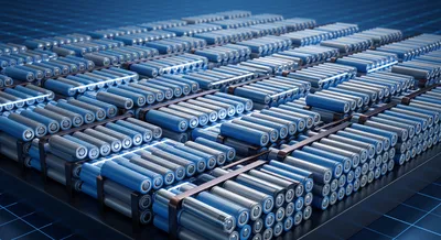 Rows of lithium-ion batteries highlighting off-gas analysis advancements.