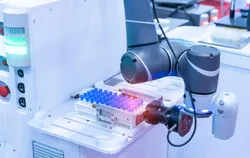 AI wet lab with robotic arm managing samples