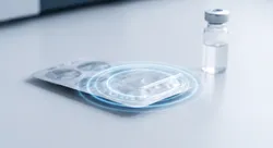 Vial and blister packaging representing pharmaceutical products