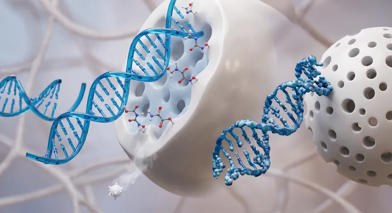 Illustration of oligonucleotides interacting with a cellular structure