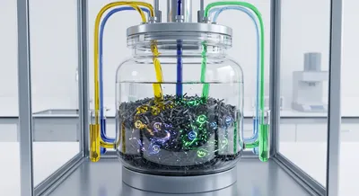 Hydrometallurgical recycling setup for battery materials.