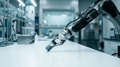 Robotic arm in a laboratory for battery testing automation