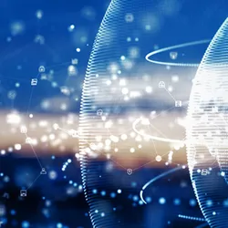 Technology Network Data Connection. Digital Data Network and Cyber Security Concept. Social Network Connections. Future Abstract Background. 3d rendering

