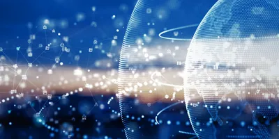 Technology Network Data Connection. Digital Data Network and Cyber Security Concept. Social Network Connections. Future Abstract Background. 3d rendering

