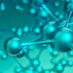 close-up view of an abstract molecular structure concept of biology and science (3d render)